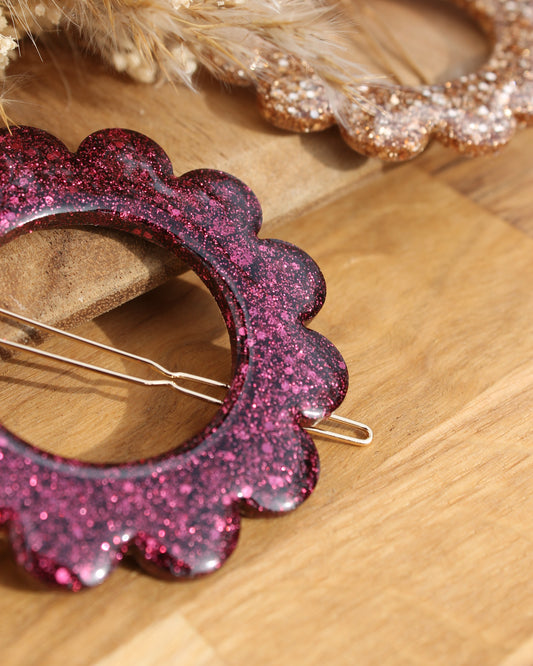 🌸 Les Scintillantes – Barrette Bordeaux pailleté