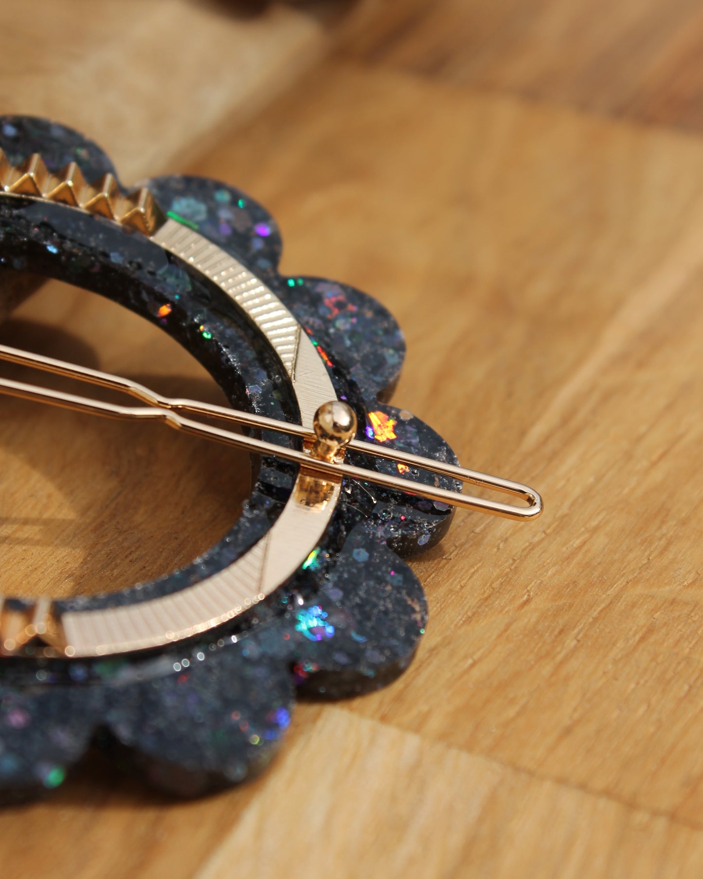 🌸 Les Scintillantes – Barrette Marron pailleté