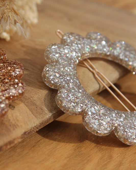 🌸 Les Scintillantes – Barrette Argentée dorée