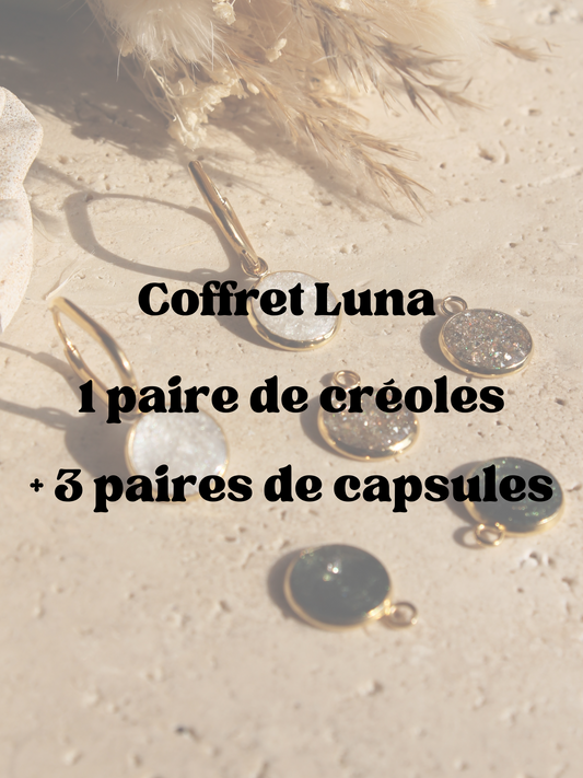 🌙 Coffret Luna – Créoles + 3 capsules interchangeables