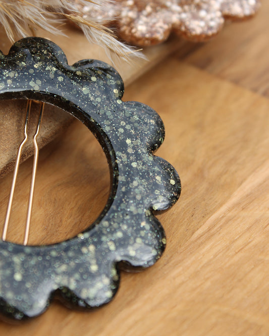 🌸 Les Scintillantes – Barrette Kaki pailleté