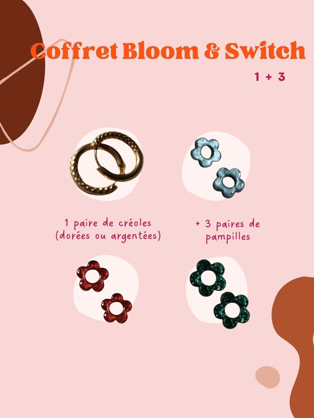 ✨ Coffret : 1 créole + 3 pampilles