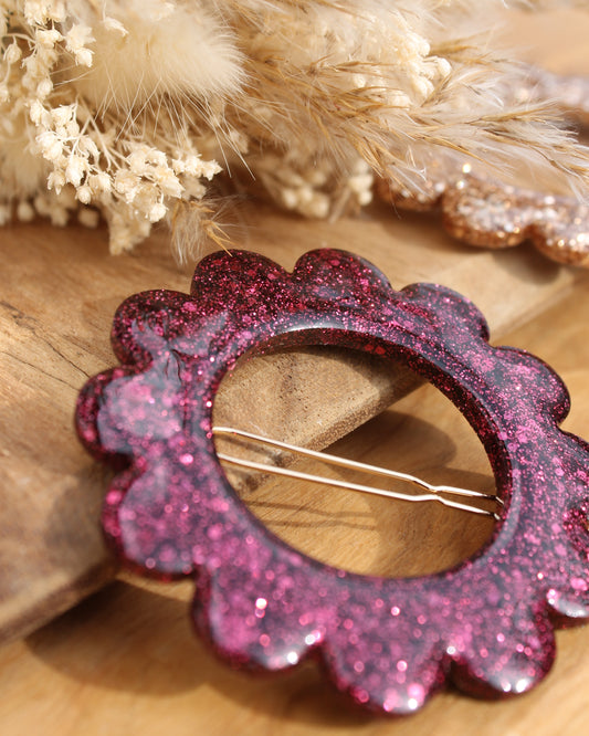🌸 Les Scintillantes – Barrette Bordeaux pailleté