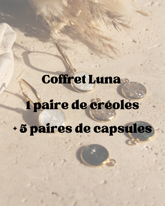 🌙 Coffret Luna – Créoles + 5 capsules interchangeables