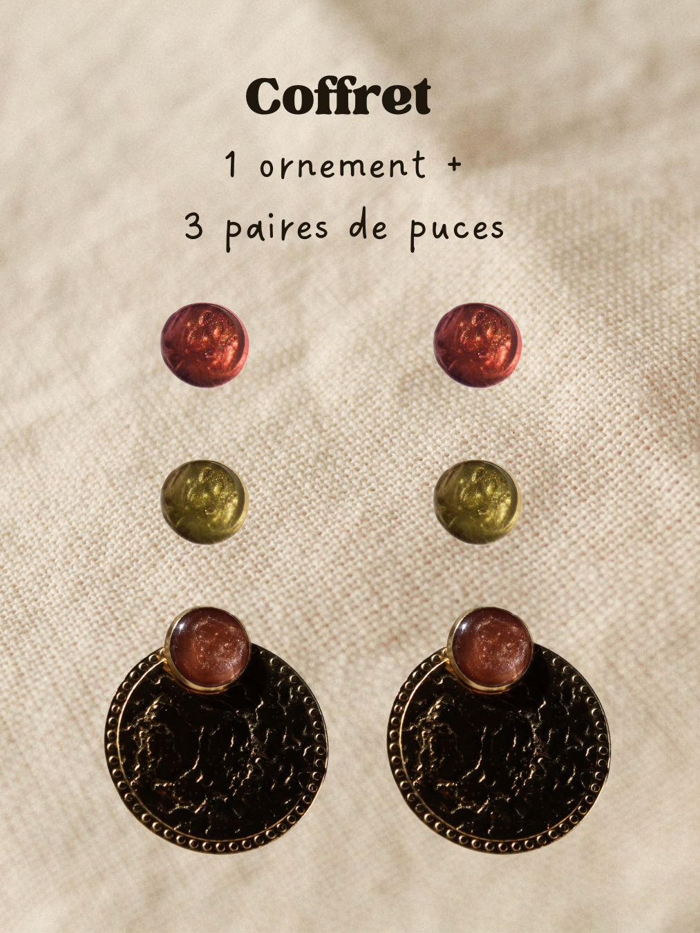 ✨ Coffret : 1 ornement + 3 paires de puces