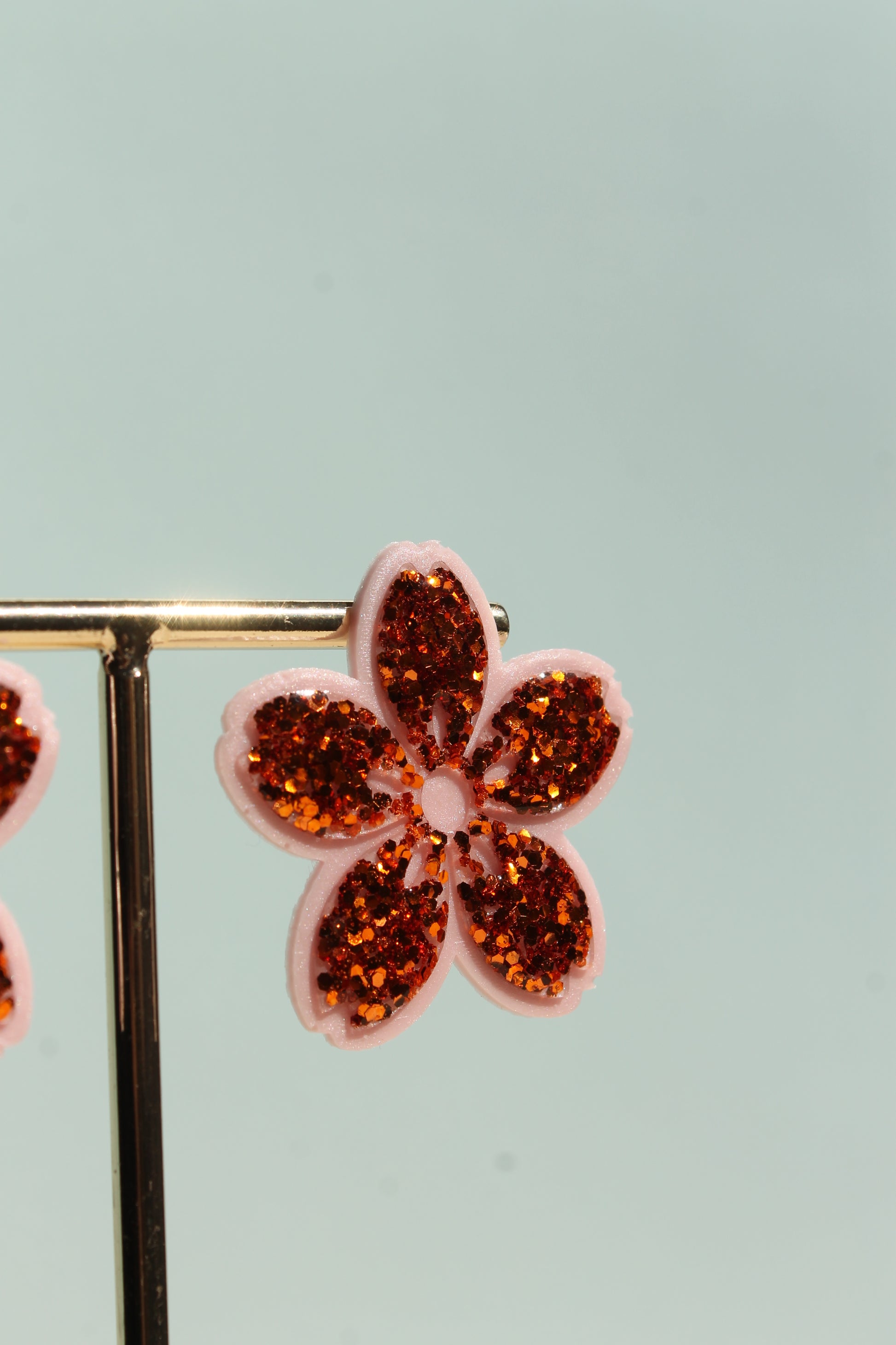 Sakura _ Orange pailleté & rose perlée