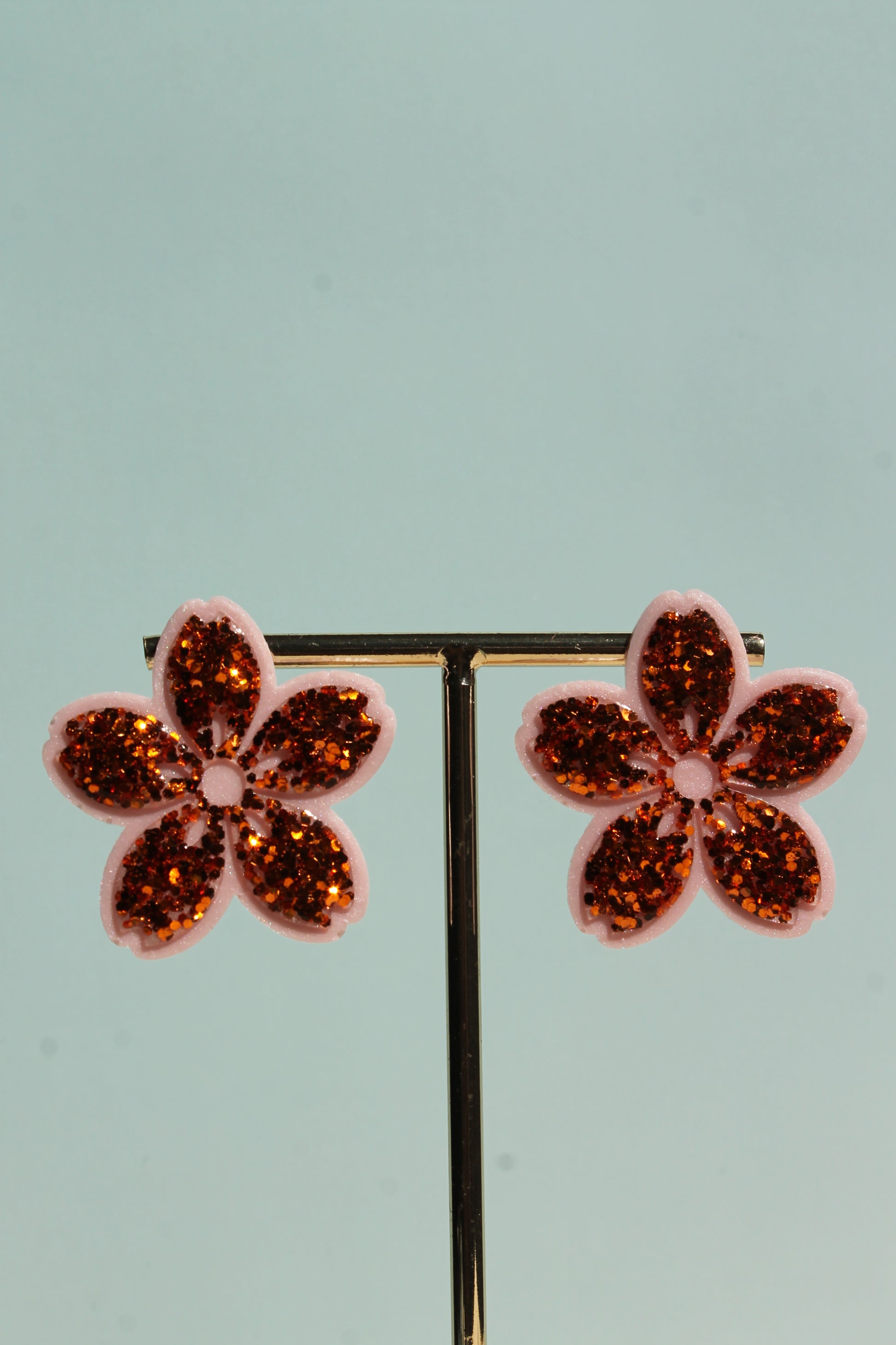 Sakura _ Orange pailleté & rose perlée