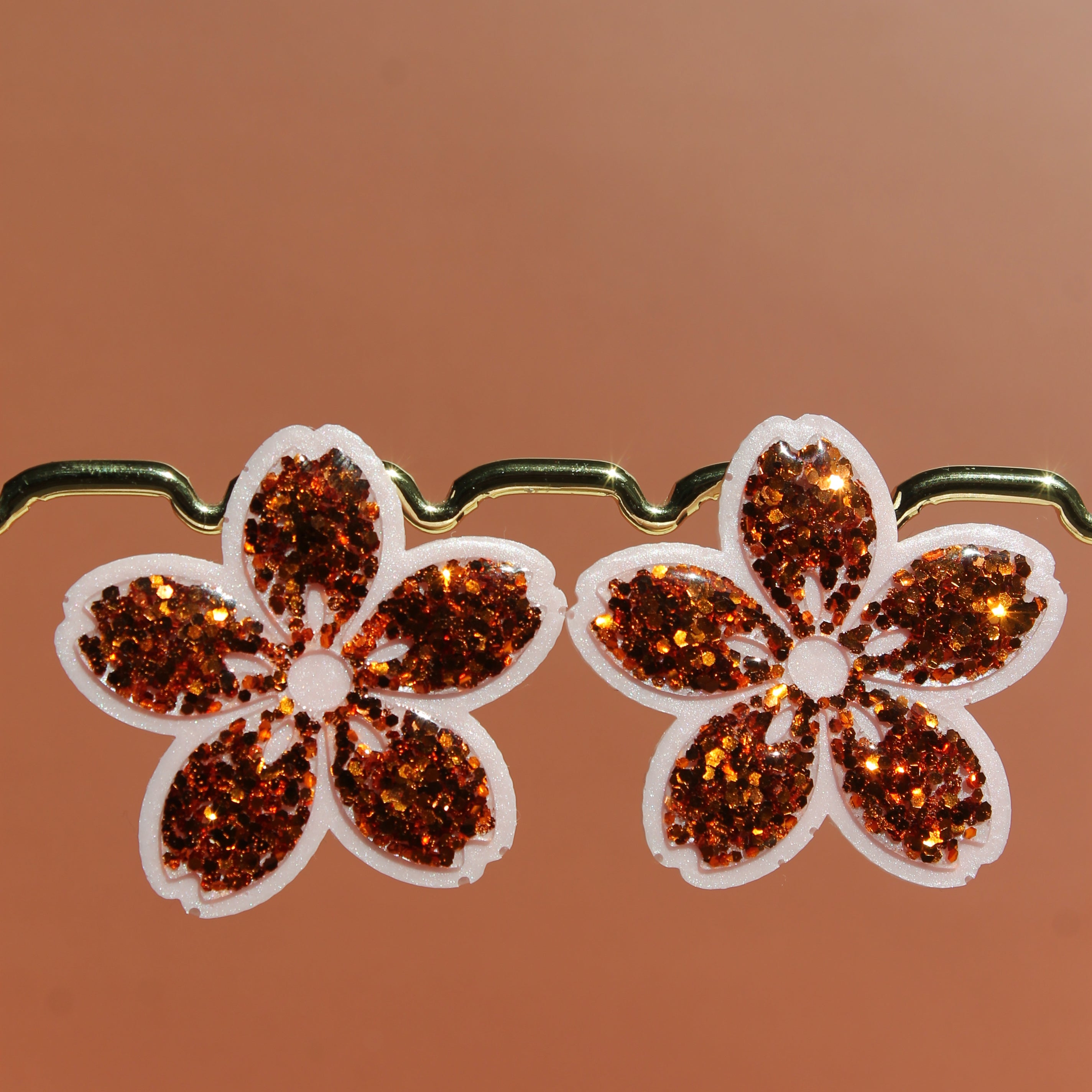 Sakura _ Orange pailleté & rose perlée