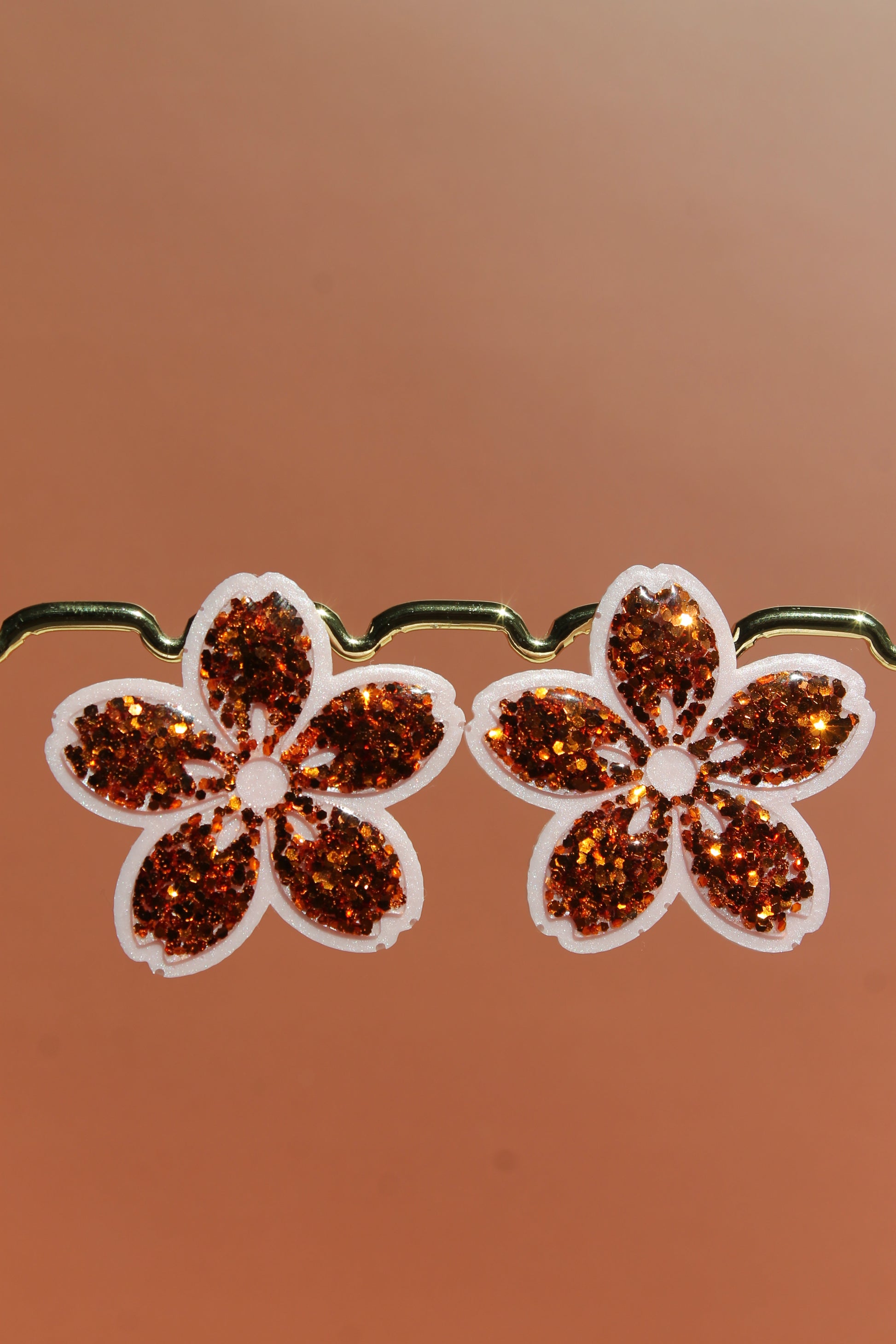 Sakura _ Orange pailleté & rose perlée