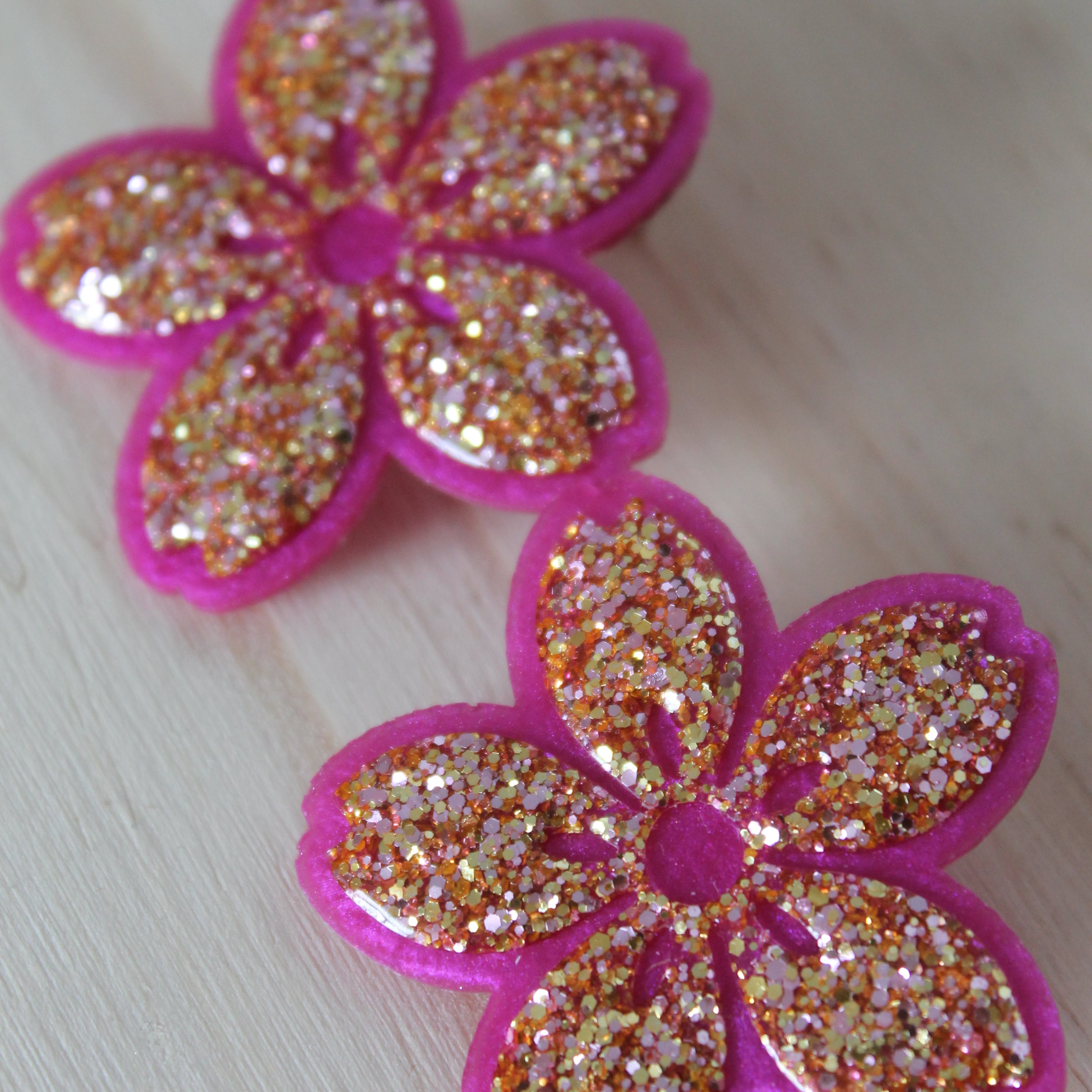 Sakura _ Fuschia / Paillettes rose doré