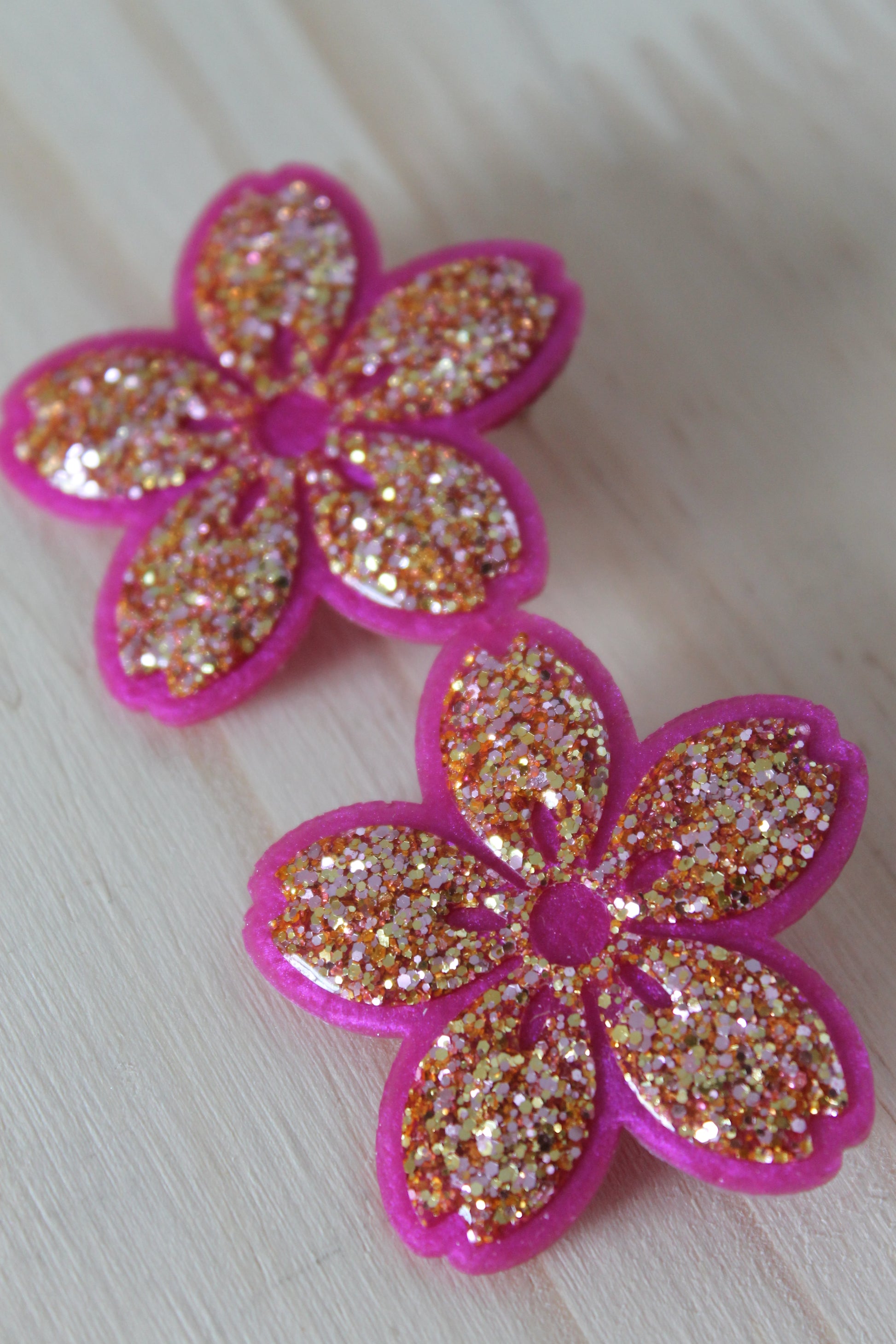 Sakura _ Fuschia / Paillettes rose doré