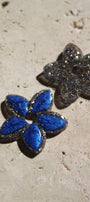 Fleur de Tiaré _ Bleu & argenté doré_ pampilles seules