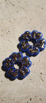 Les fleurs de cerisier _ doré et bleu cobalt _ pampilles seules