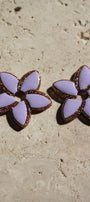 Fleur de Tiaré _ iris &  doré_ pampilles seules
