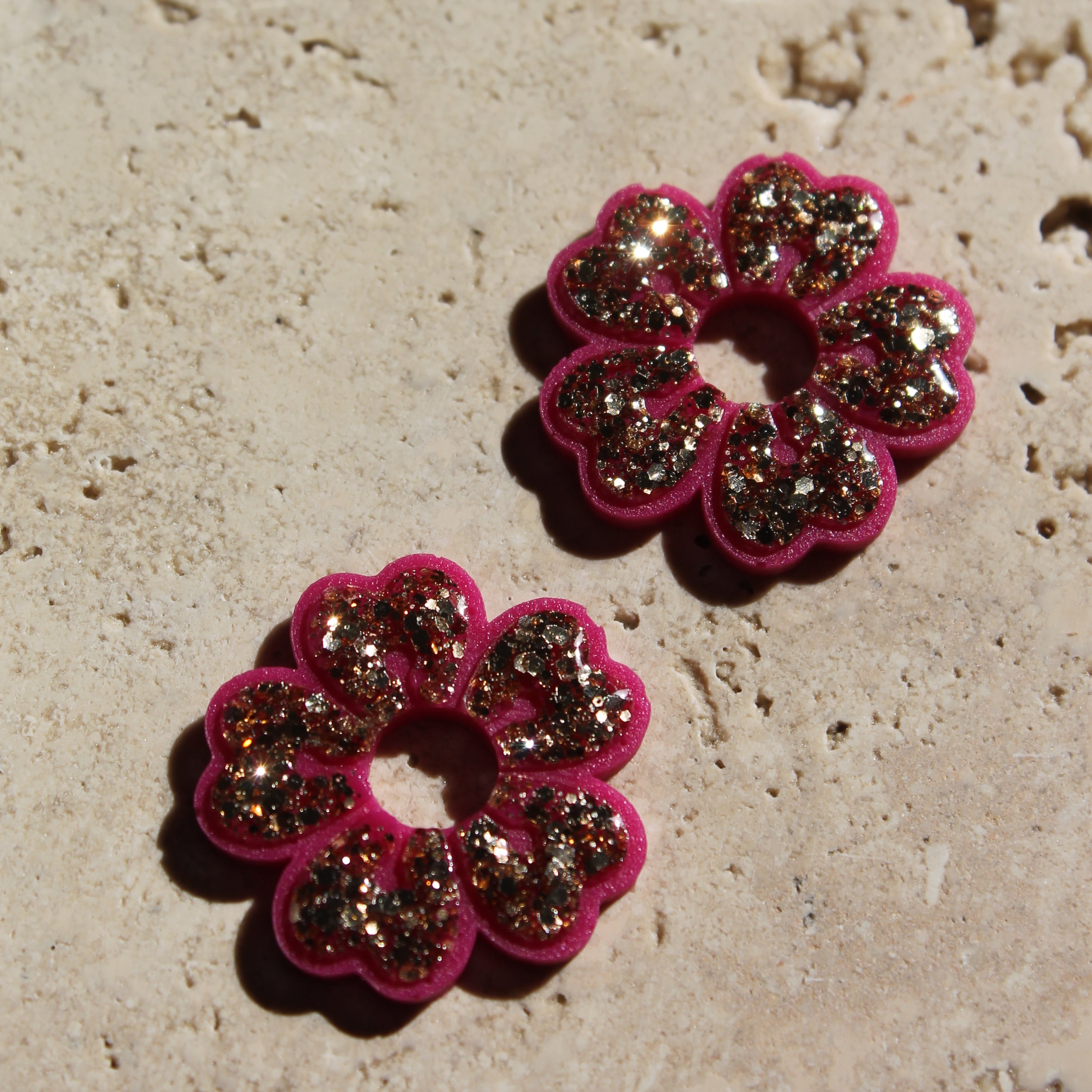Les fleurs de cerisier _ doré et framboise _ pampilles seules