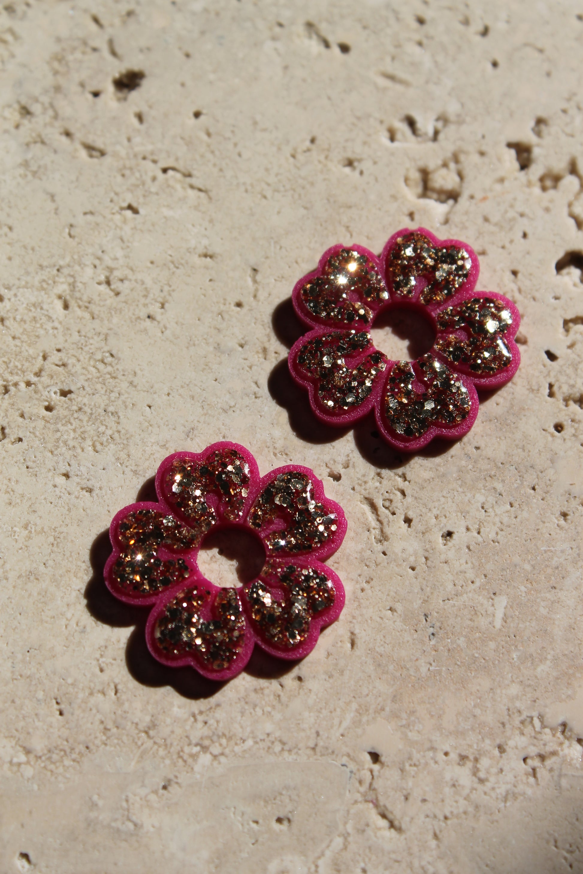 Les fleurs de cerisier _ doré et framboise _ pampilles seules